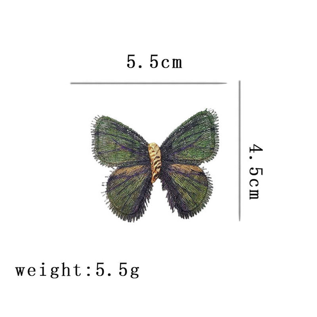 Brovia - Butterfly Embroidered Wing Brooch, size reference