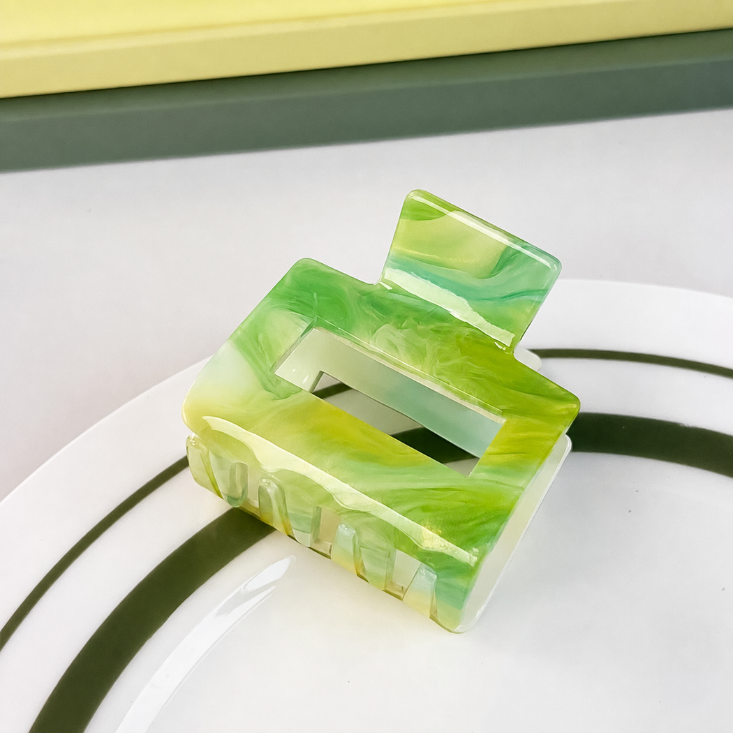 Beau - Green Marbled Geometric Hair Claw - variant 47546227261611