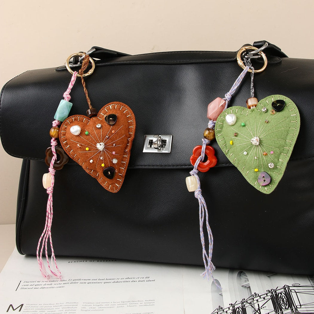Keypus - Retro Textured Heart Bag Charm Keychain