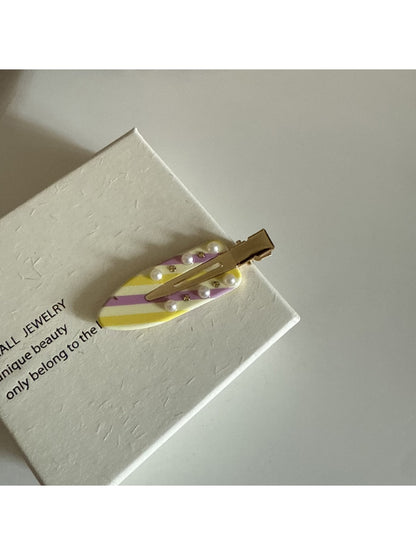 Beau - Bow Checkered Acetate Alloy Hair Clip