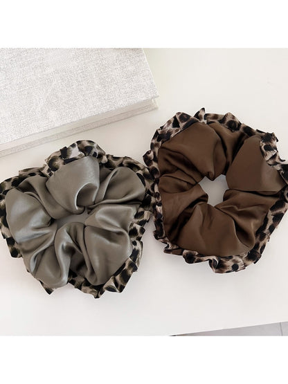 Gifty - Leopard Print Crinkle Ruffled Hair Tie