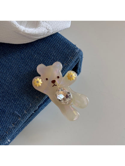Beau - Cute Bear Oval Rhinestone Side Hair Clip