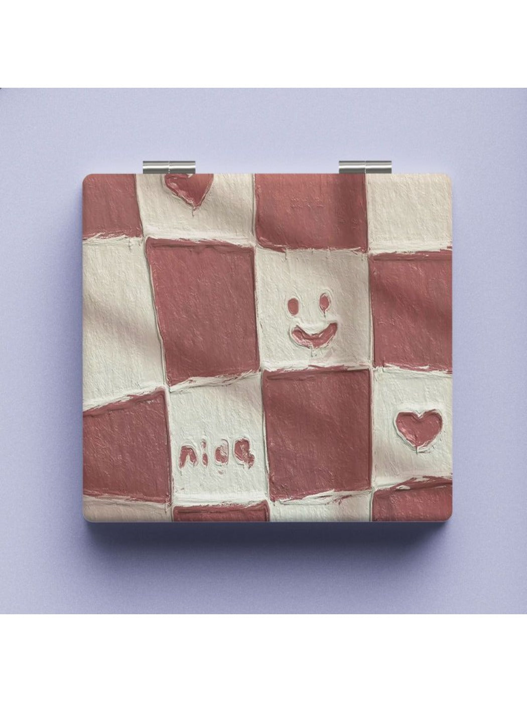 Mirroray - Adorable Smiley Face Plaid Compact Mirror