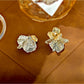 Earedge - Gold Ruffled Floral Stud Earrings