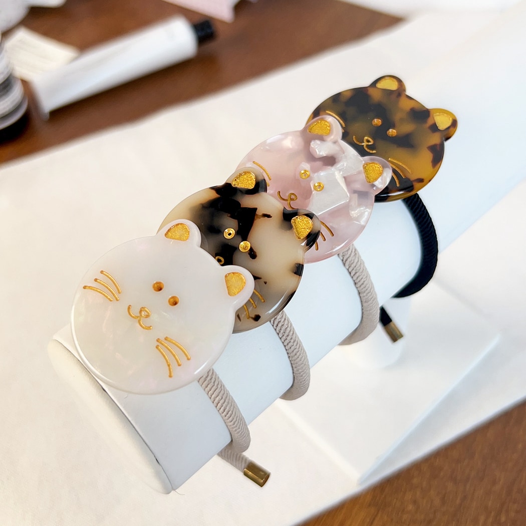 Gifty - Round Disc Cat Motif High Elasticity Hair Tie