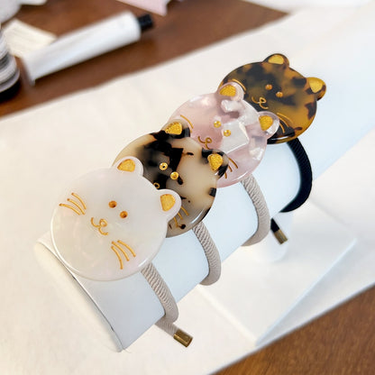 Gifty - Round Disc Cat Motif High Elasticity Hair Tie
