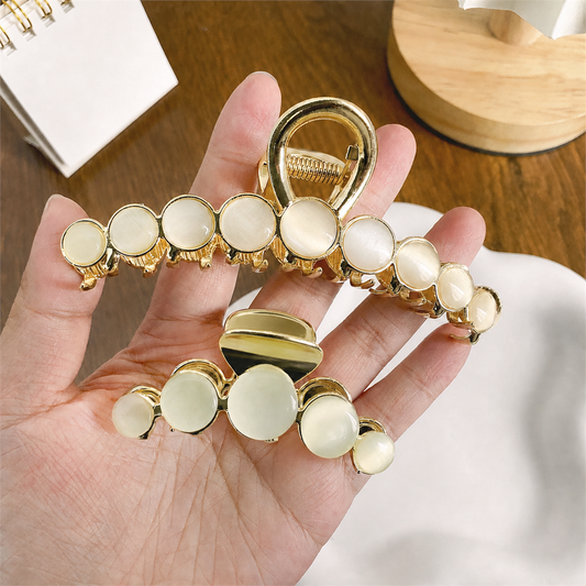 Beau - Iridescent Round Bead Hair Claw - image 1