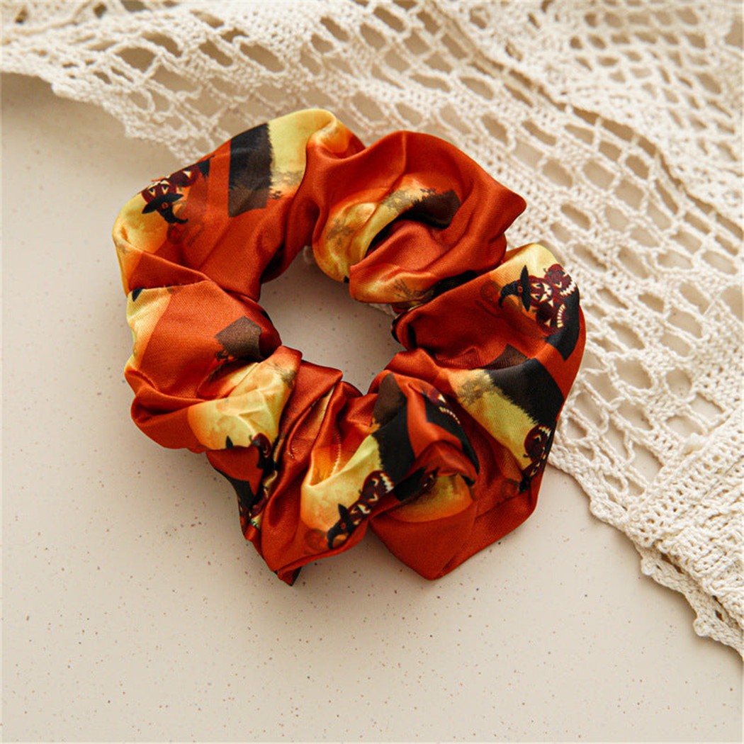Orange Halloween glossy scrunchie