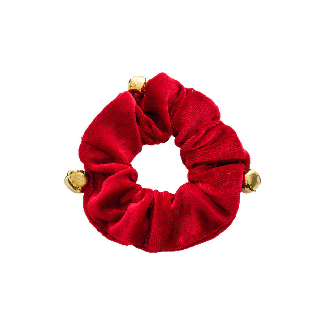 Burgundy Christmas bell scrunchie