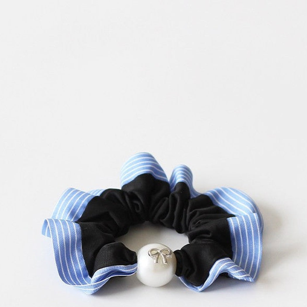 Blue Stripe Pearl Scrunchie showing multiple available variants