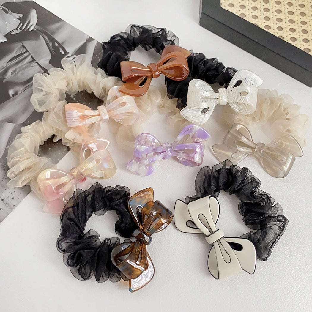 Marbled Bow Scrunchie Collection showing multiple available variants
