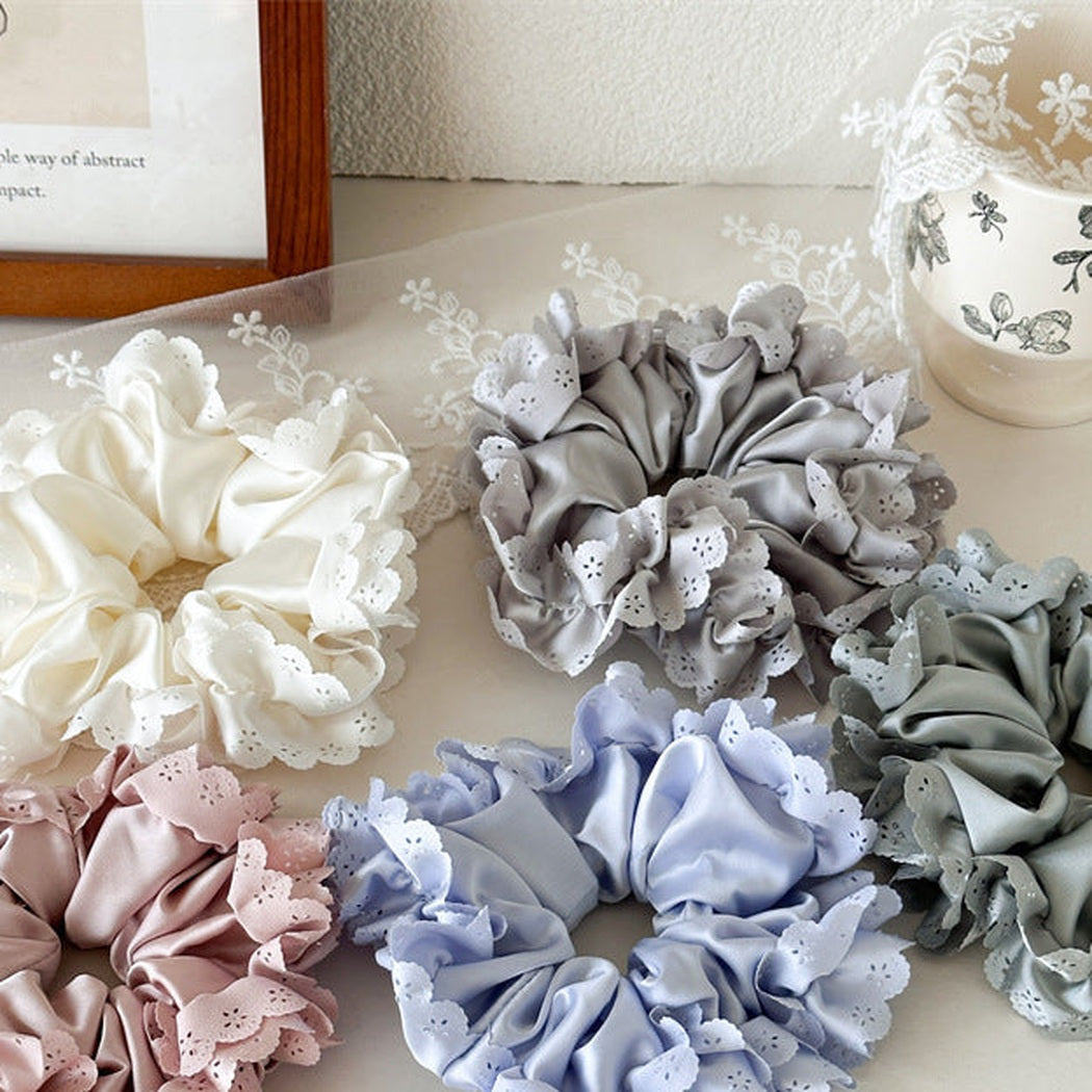 Lace Petal Glossy Scrunchie Collection showing multiple available variants