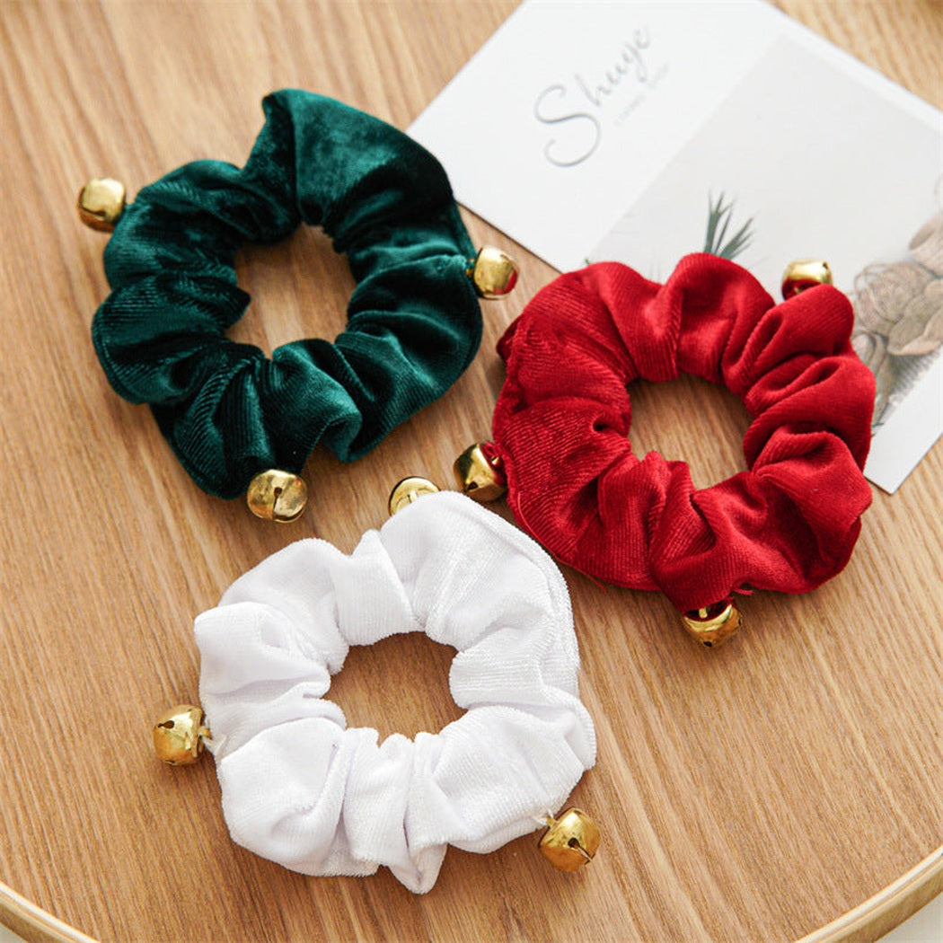 Christmas Bell Plush Scrunchie showing multiple available variants