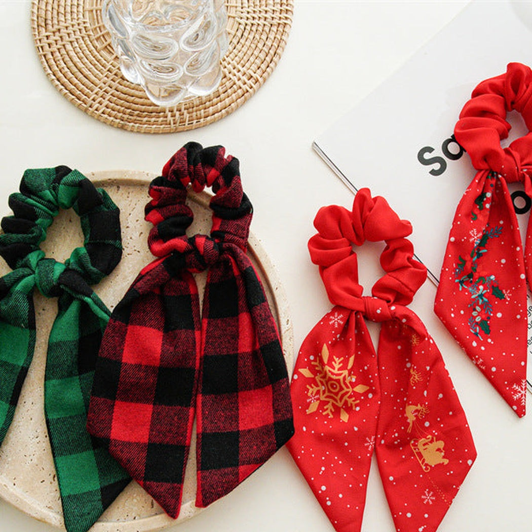 Christmas Plaid Scarf Scrunchie Collection showing multiple available variants