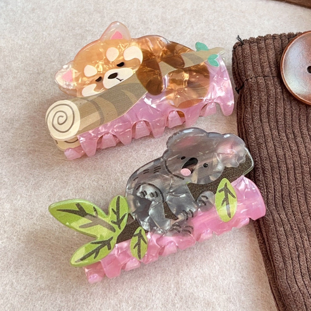Koala and raccoon hair claw clips, variant overview