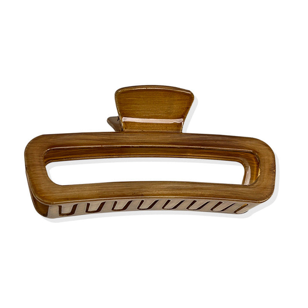 Beau - Woodgrain Openwork Geometric Hair Claw - view 1