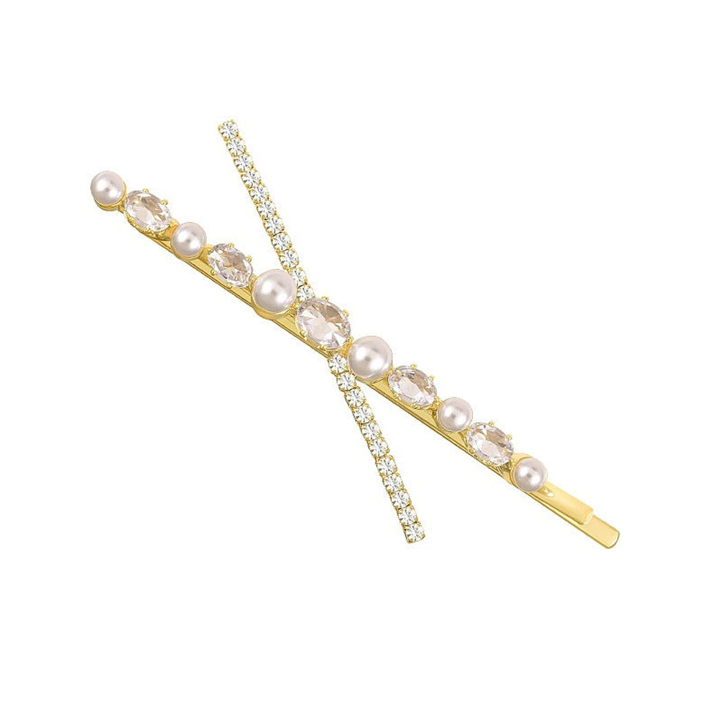 Beau - Pearl Crossed Side Hair Clip - view 1