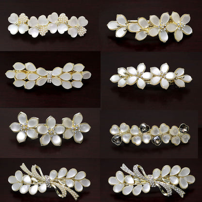 Beau - Pearl Crystal Floral Barrette - view 1