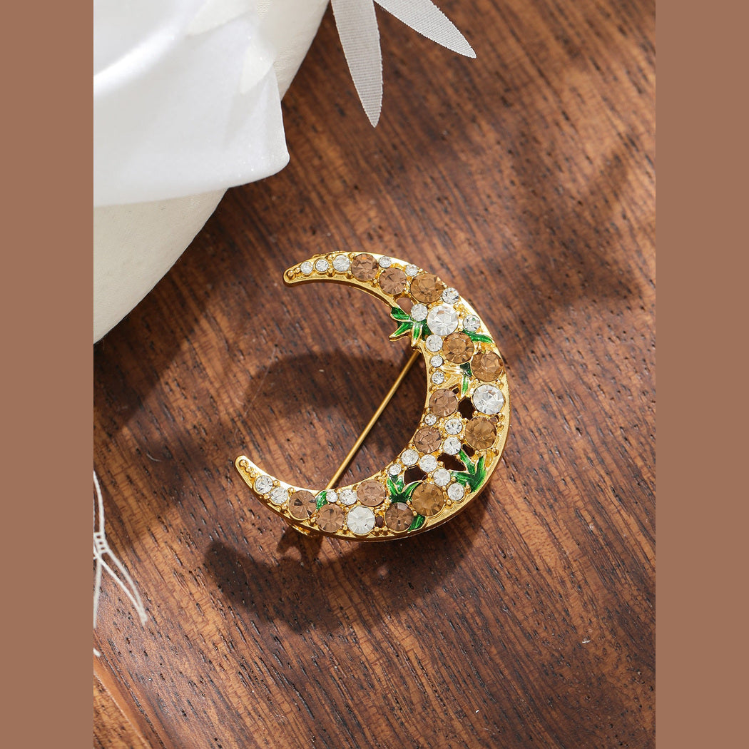 Brovia - Crescent Moon Clustered Detail Brooch, variant view