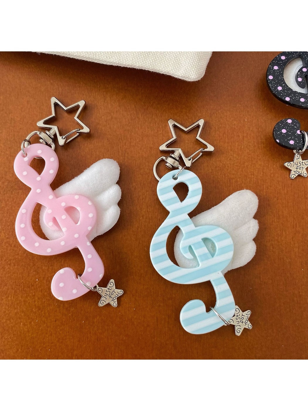 Keypus - Angel Wing Music Note Acrylic Bag Charm Keychain