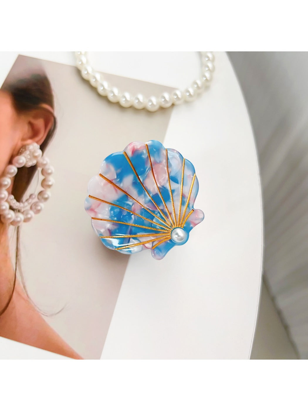 Beau hair claw clip shown from top angle highlighting shell pattern
