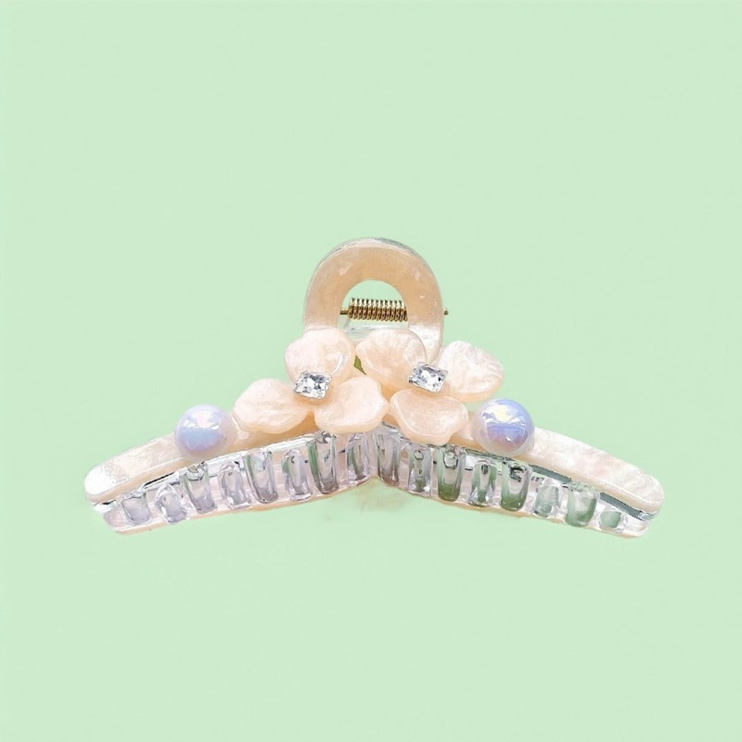 Beau - Floral Pearl Hair Claw Clips