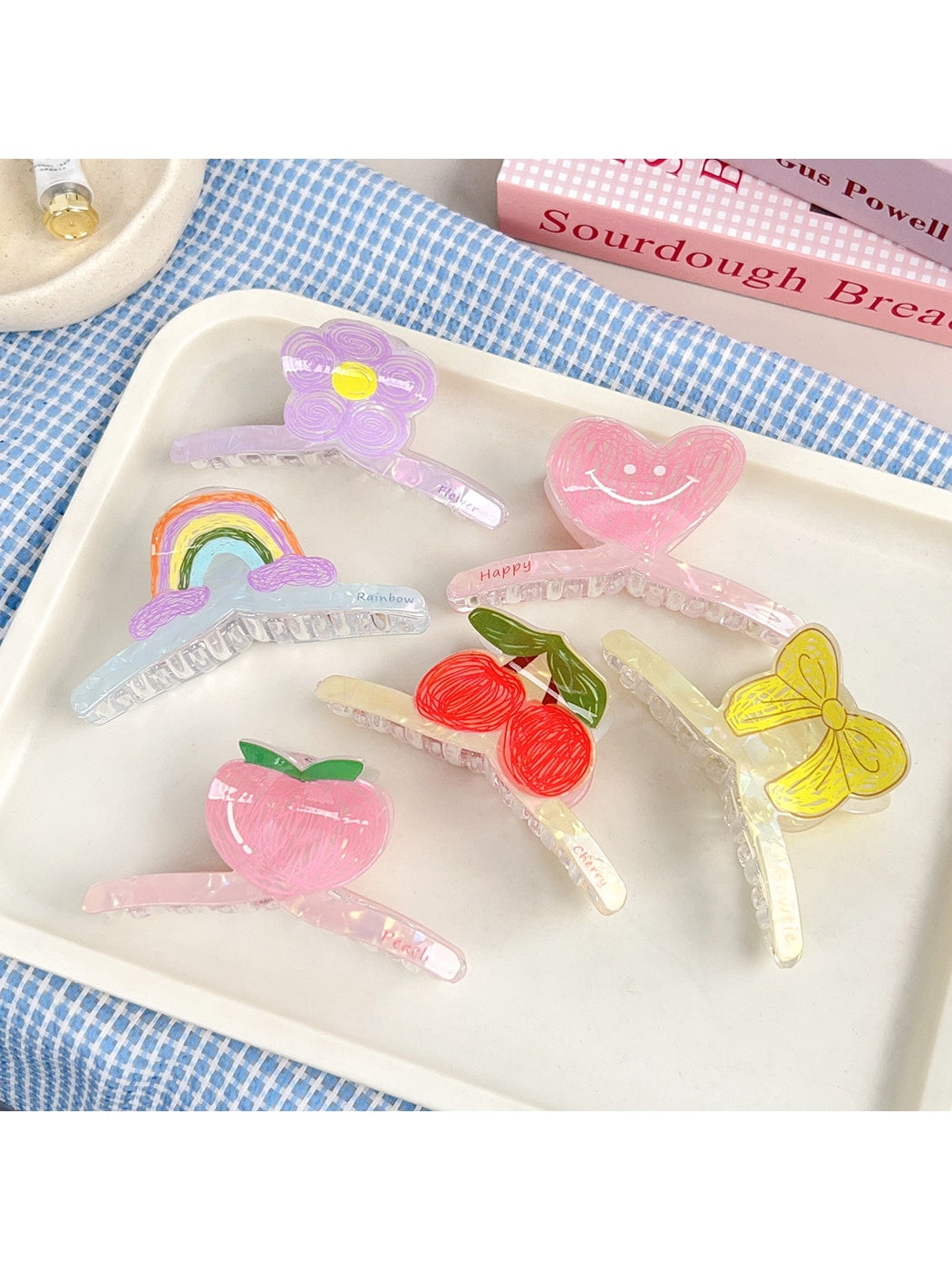 Beau - Cute Acrylic Floral Smiley Face Claw Clip