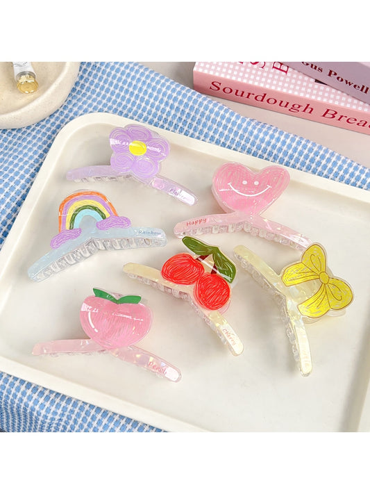 Beau - Cute Acrylic Floral Smiley Face Claw Clip