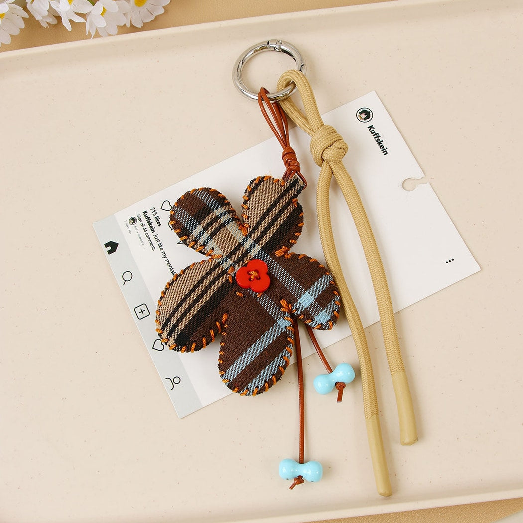 Keypus - Plaid Flower Fabric Bag Charm Keychain