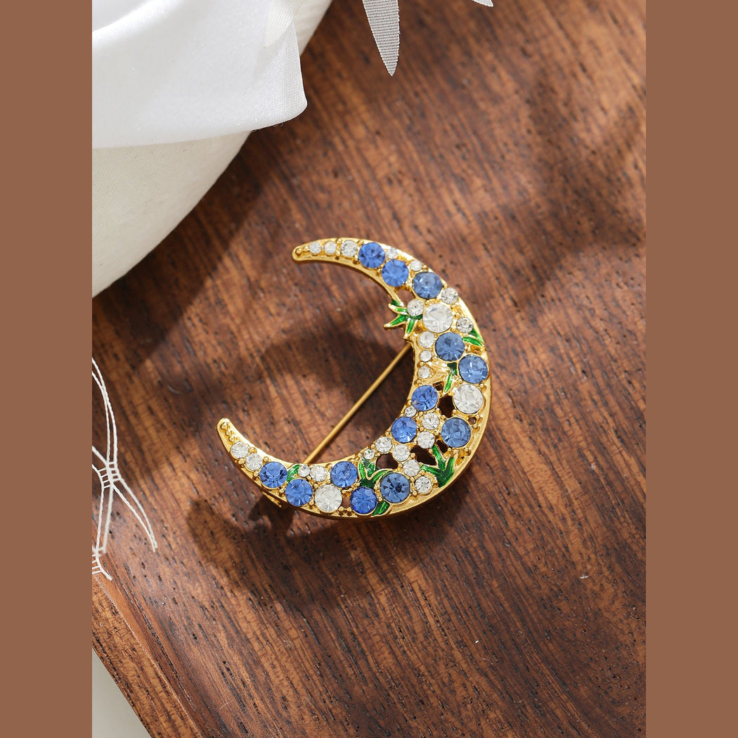 Brovia - Crescent Moon Clustered Detail Brooch, variant view