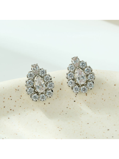 Earedge - Rhinestone Teardrop Micro Inlaid Stud Earrings