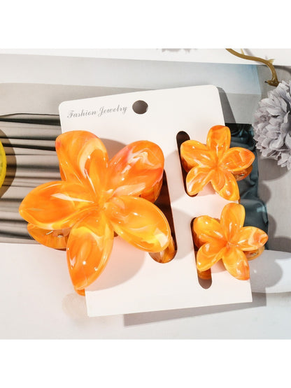 Beau - Marbled Frangipani Hair Clips Set