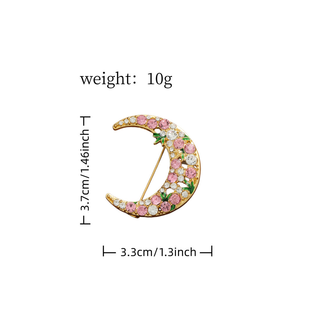 Brovia - Crescent Moon Clustered Detail Brooch, size reference