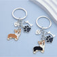Close-up of puppy paw-shaped keychain showing textured paw pads