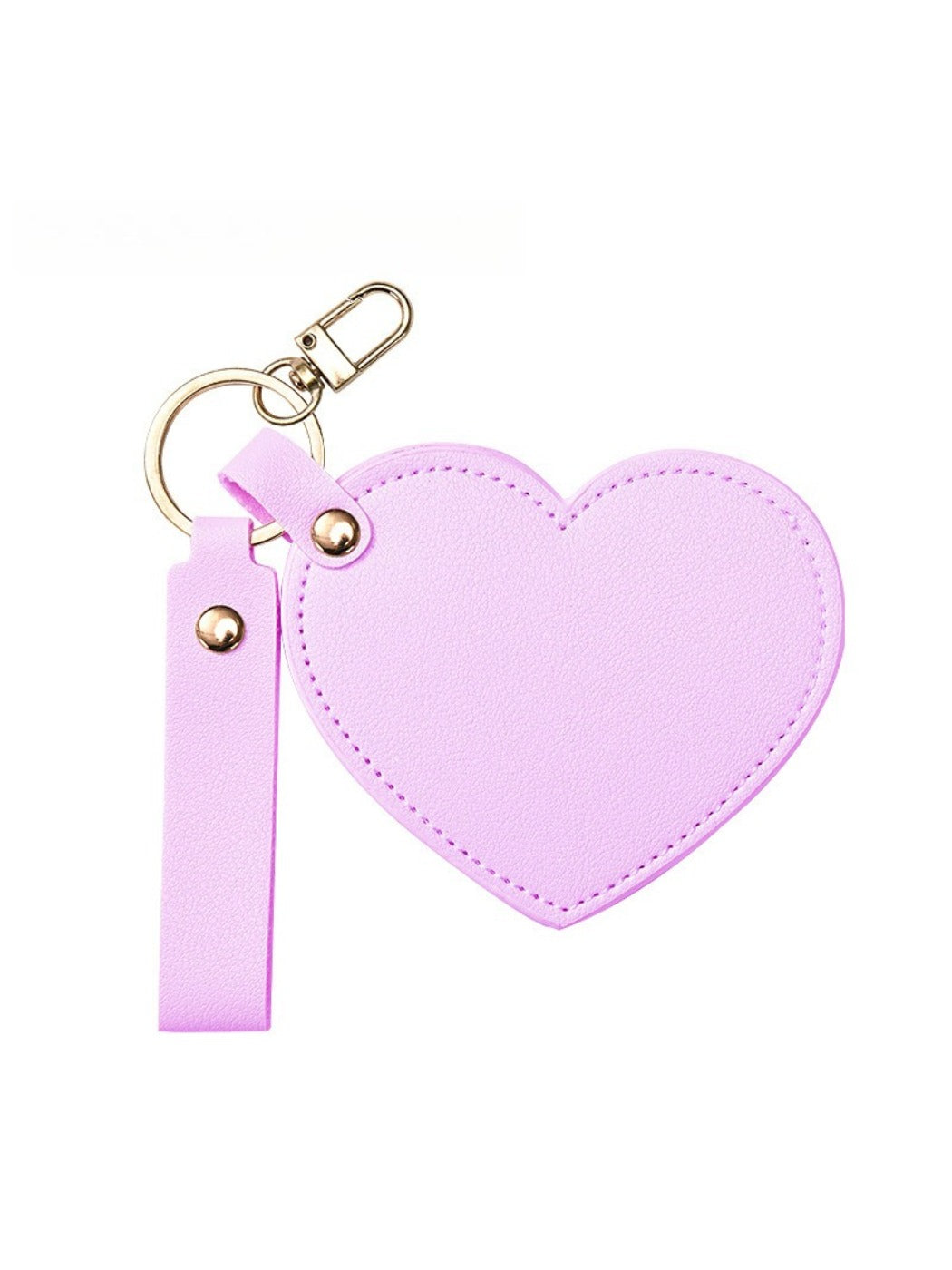 Mirroray - Heart Shaped PU Leather Keychain Compact Mirror
