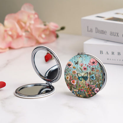 Mirroray - Floral Butterfly Round Folding Pocket Mirror
