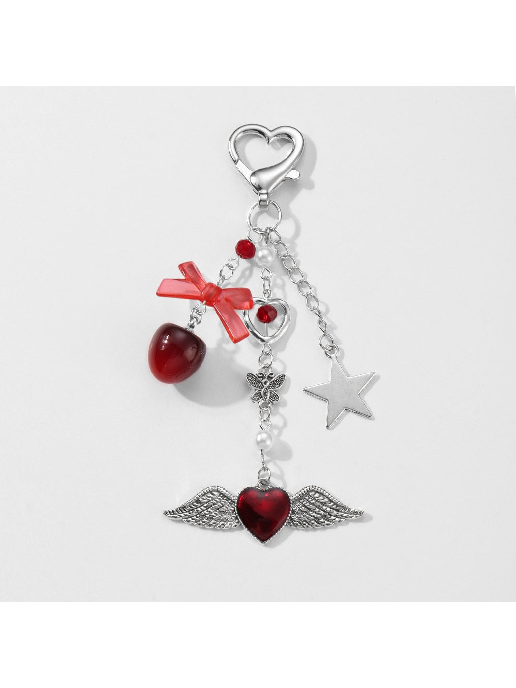 Keypus - Y2K Heart Bow Star Pendant Alloy Keychain
