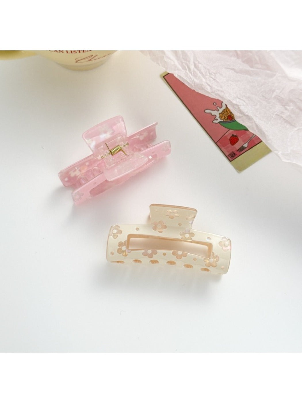 Beau - Cute Openwork Floral Print Claw Clip