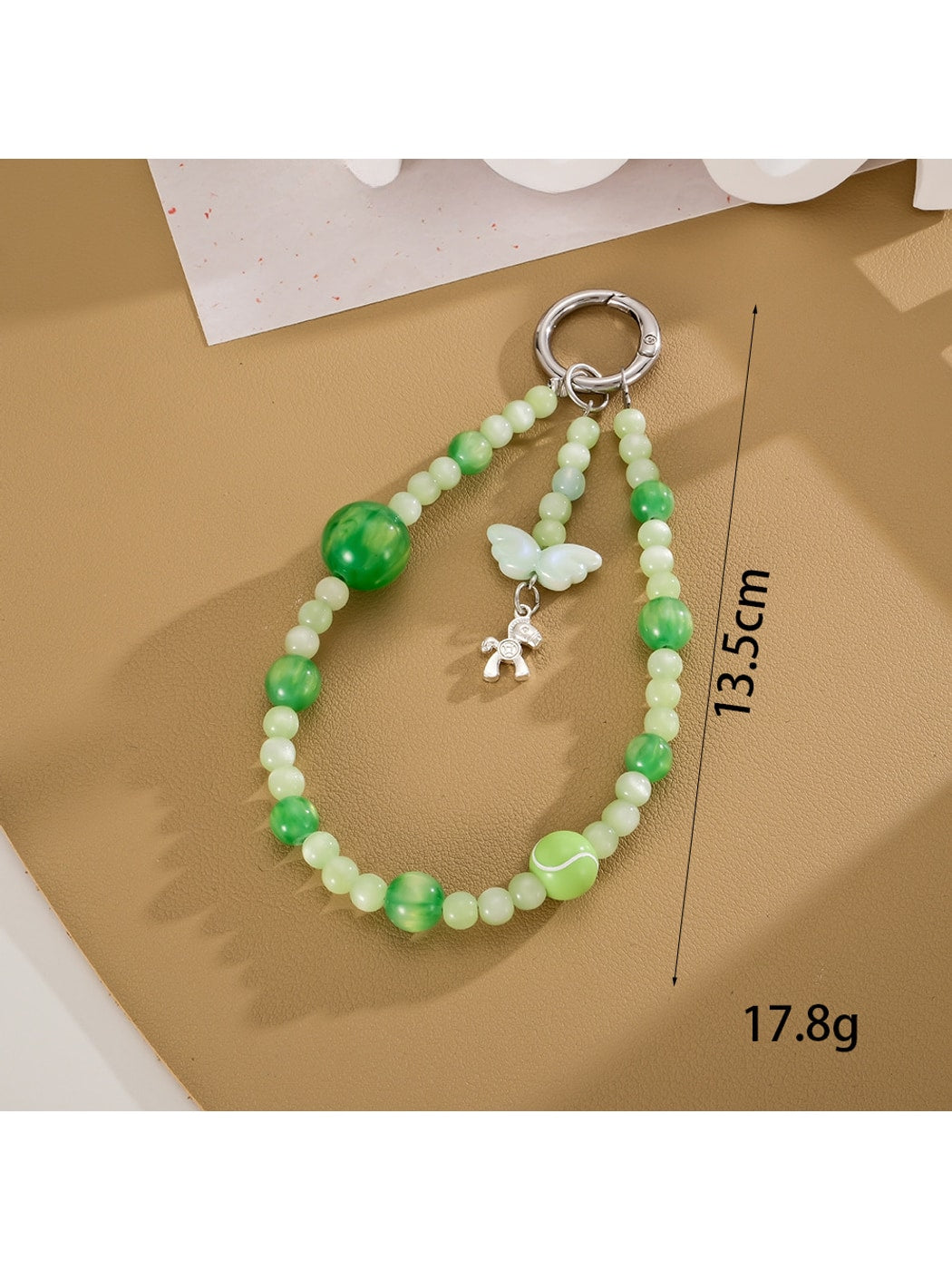 Keypus - Sweet Acrylic Bead Alloy Pendant Phone Charm