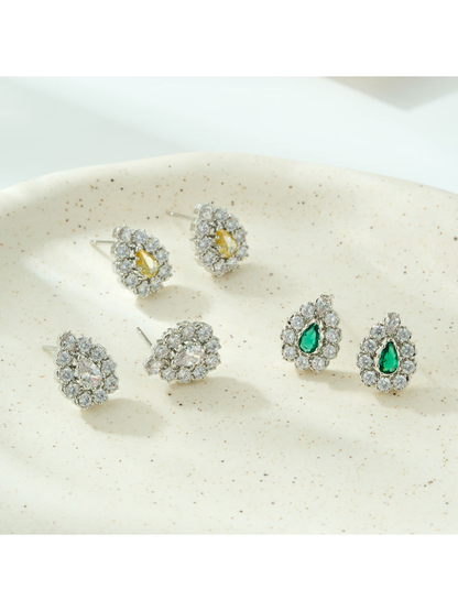 Earedge - Rhinestone Teardrop Micro Inlaid Stud Earrings