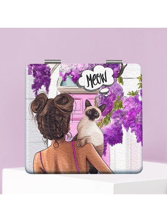 Mirroray - Cartoon Woman Print Makeup Mirror