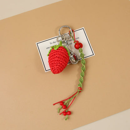 Keypus - Raffia Look Strawberry Bag Hanging Keychain