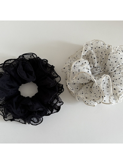 Gifty - Polka Dot Layered Mesh Hair Scrunchie