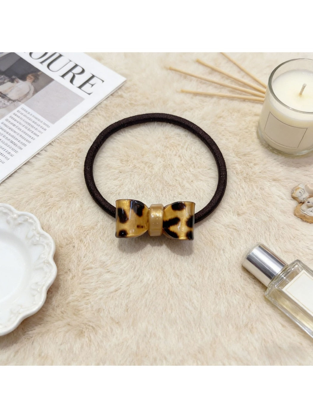 Gifty - Leopard Print Bow Hair Clip Hair Tie