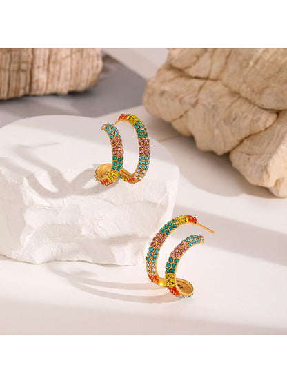 Earedge - Irregular Multicolored Curved Earrings