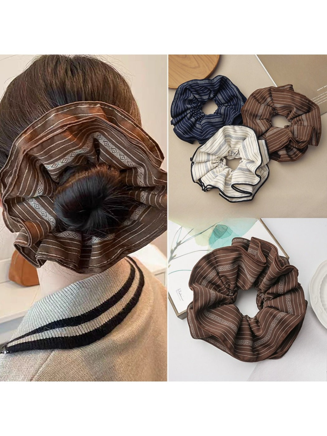 Gifty - Elegant Double Layer Striped Hair Accessory