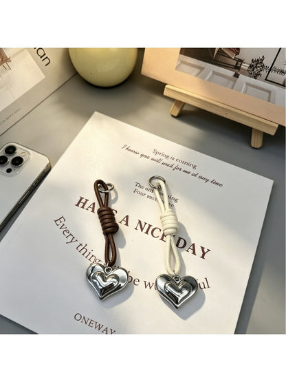 Keypus - Minimalist Heart Pendant Faux Leather Keychain