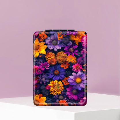 Mirroray - PU Floral Pattern Compact Makeup Mirror