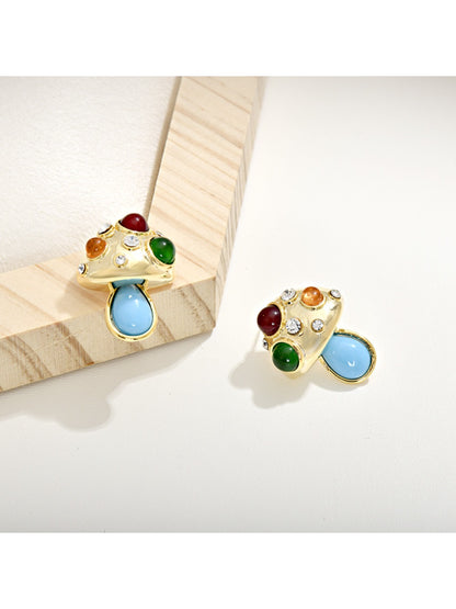 Earedge - Spring Color Block Mushroom Earrings