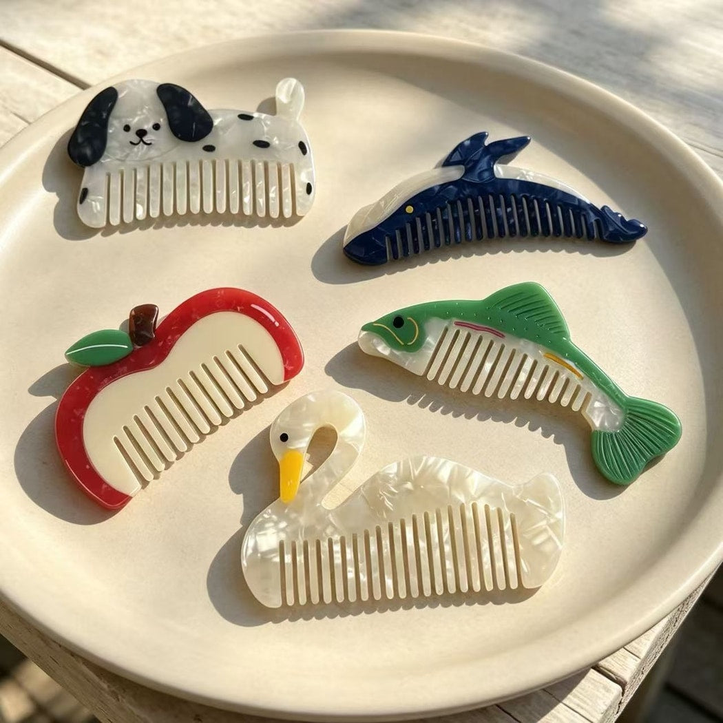 Camerow - Cute Acetate Animal and Food Hair Comb